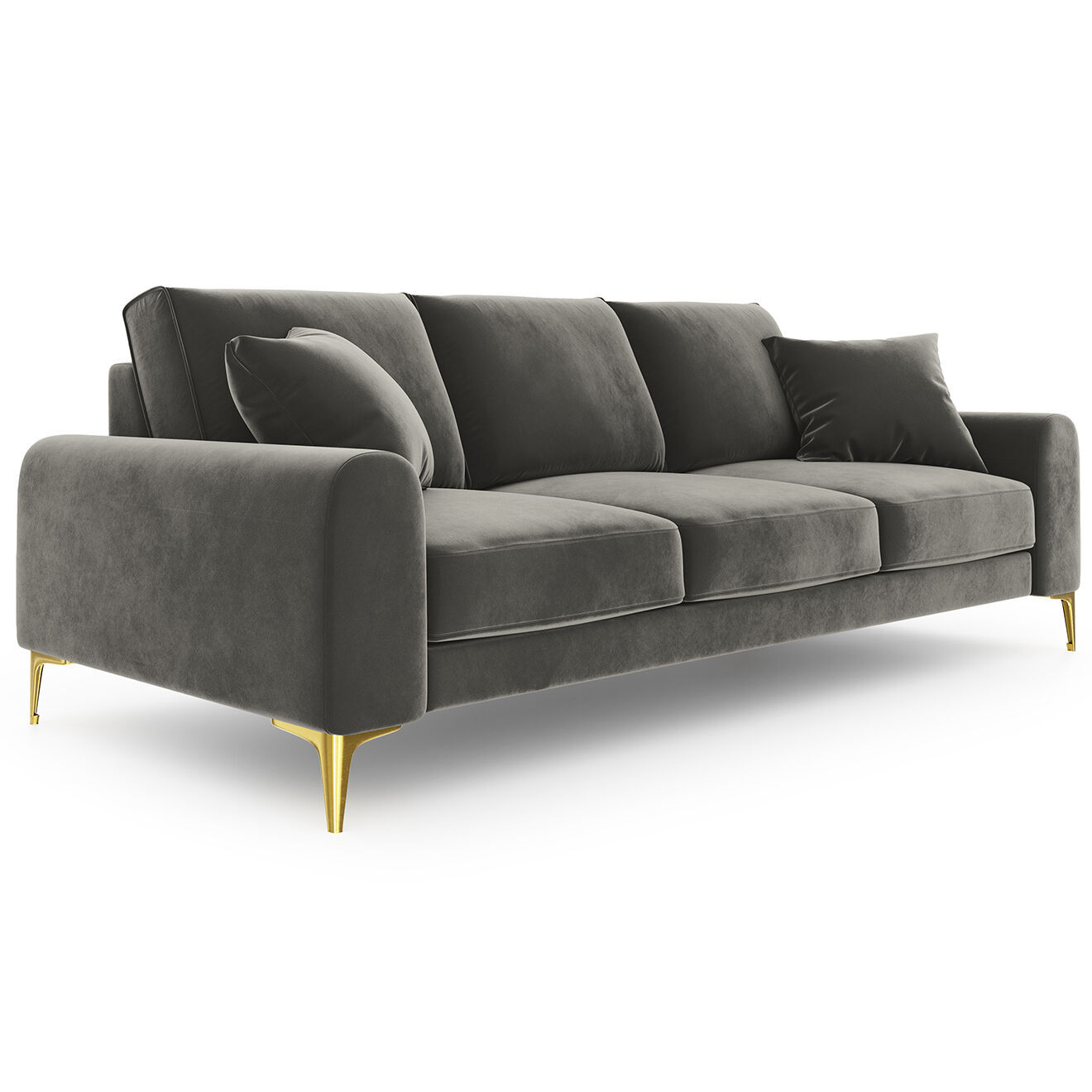 Mazzini Sofas Canapé Velours Madara gris - 237x102x90 cm