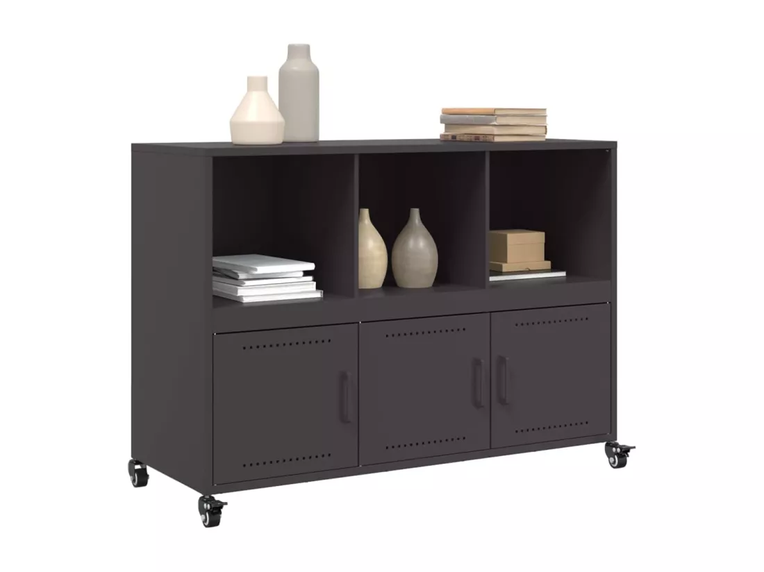 Buffet noir 100,5x39x72 cm acier laminé à froid