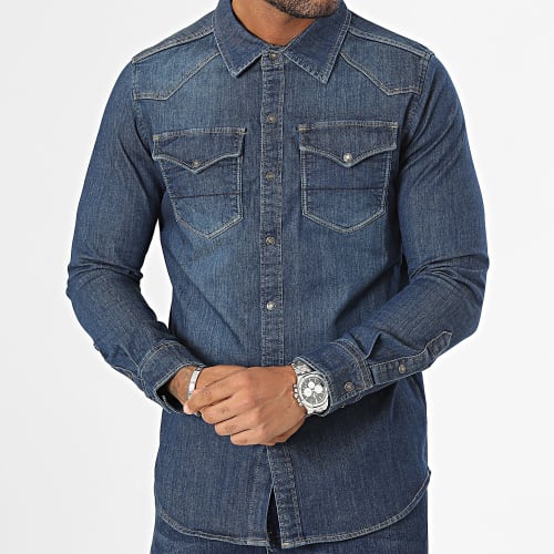 Chemise Jean Manches Longues Bleu Denim