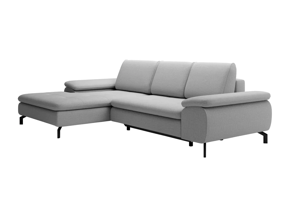 Canapé d'angle gauche convertible en tissu texturé gris ARCHIBALD