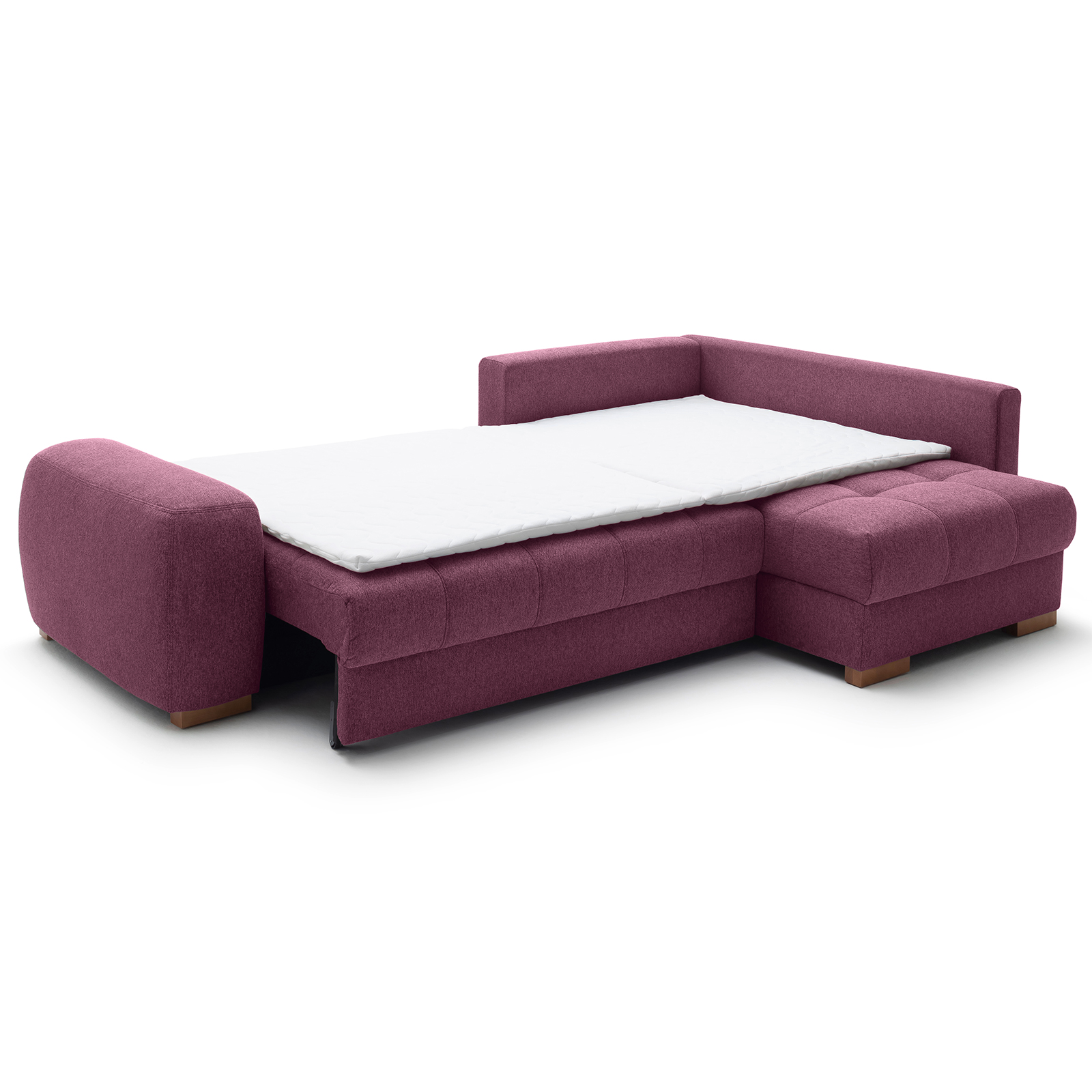 Ecksofa - burgundy - Boxspringfederung - Liegefunktion - Holzfüße