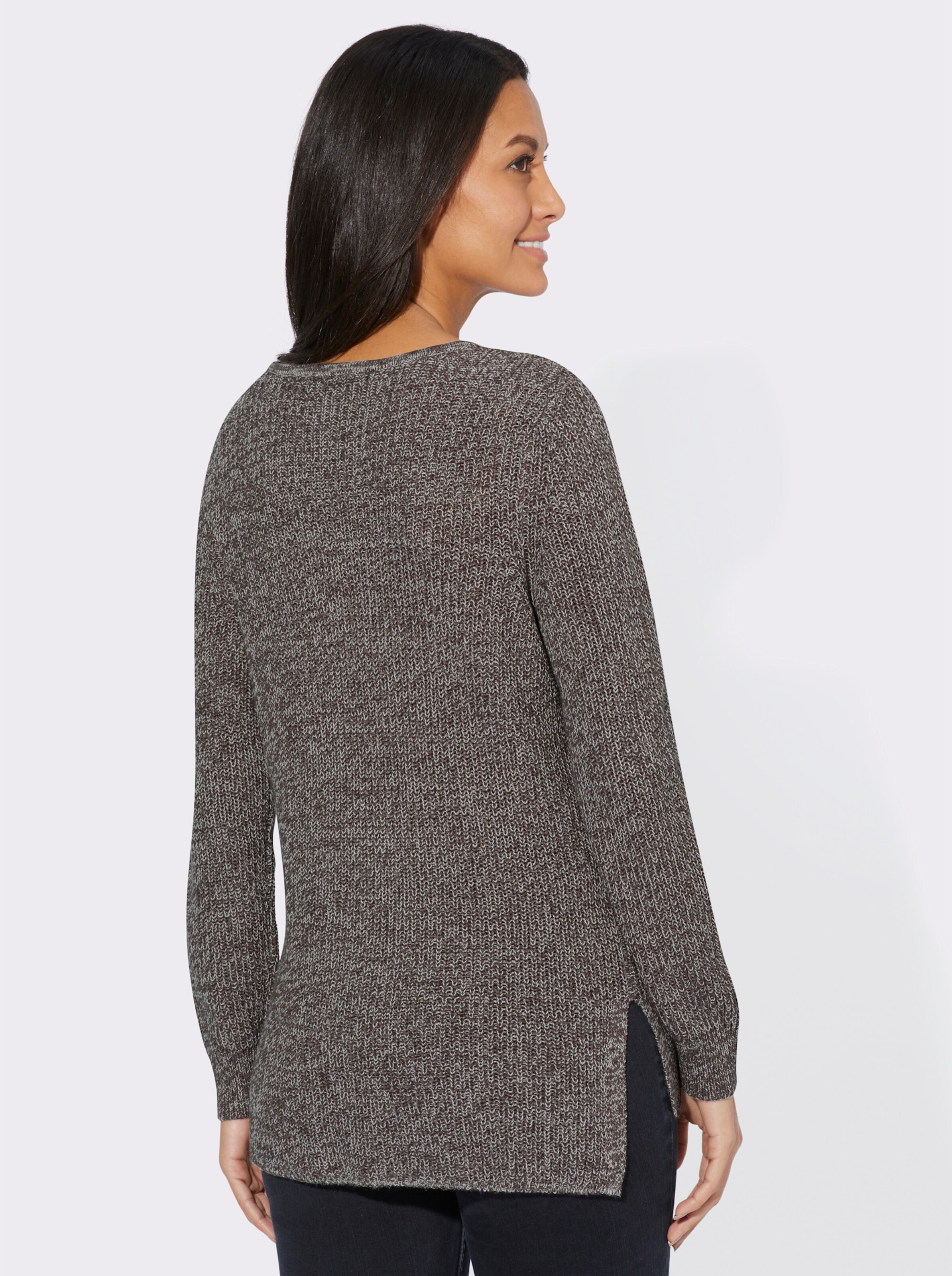 Langarm-Pullover in Rippenstrick