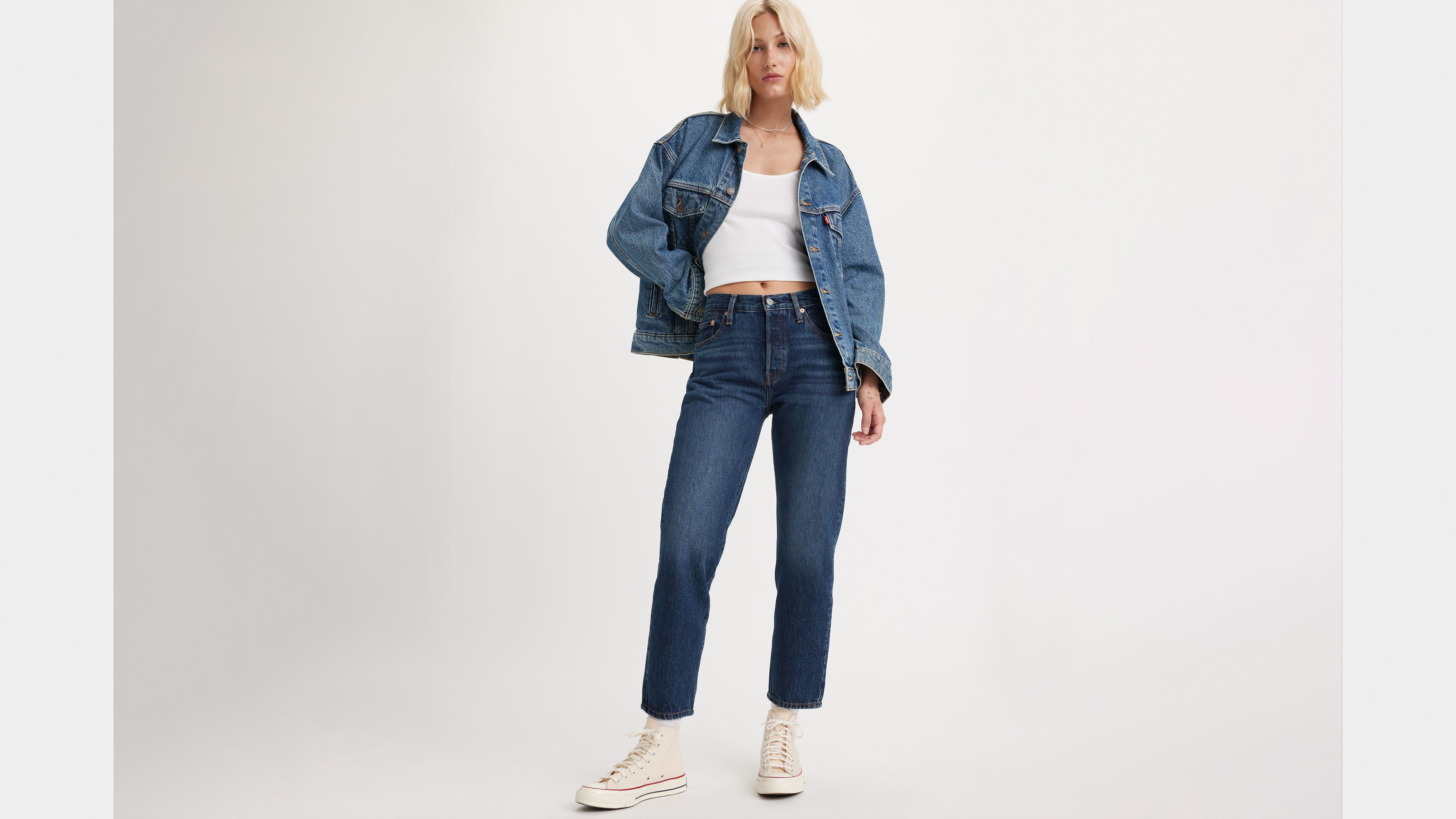 Jean 501® Crop Levi's® - Up We Go No Destructed - Bleu