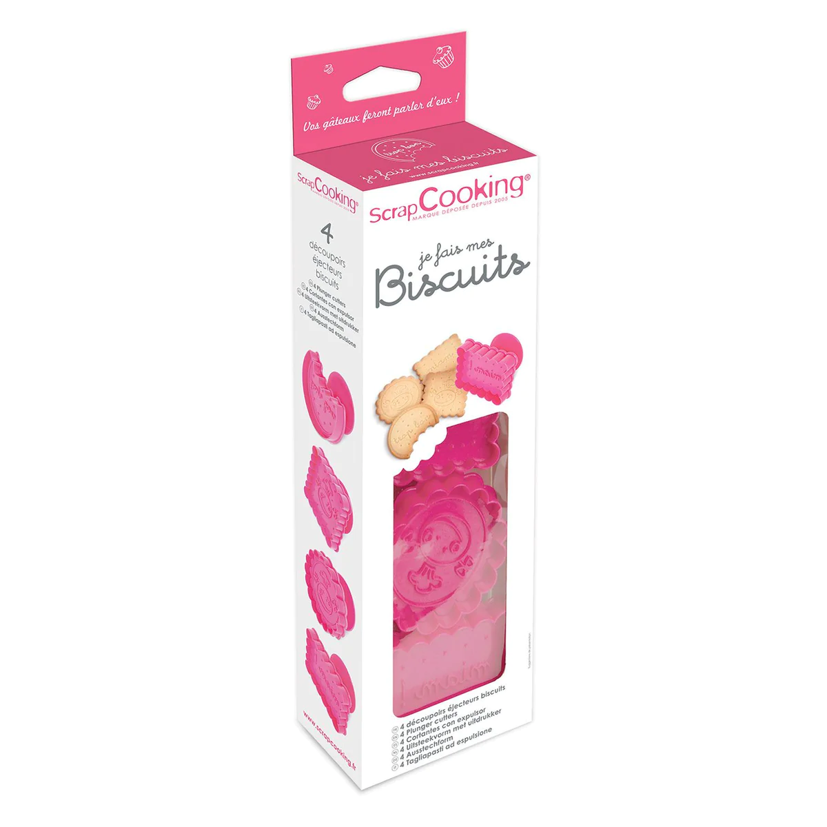 Kit 4 découpoirs-éjecteurs pour Biscuits Scrapcooking