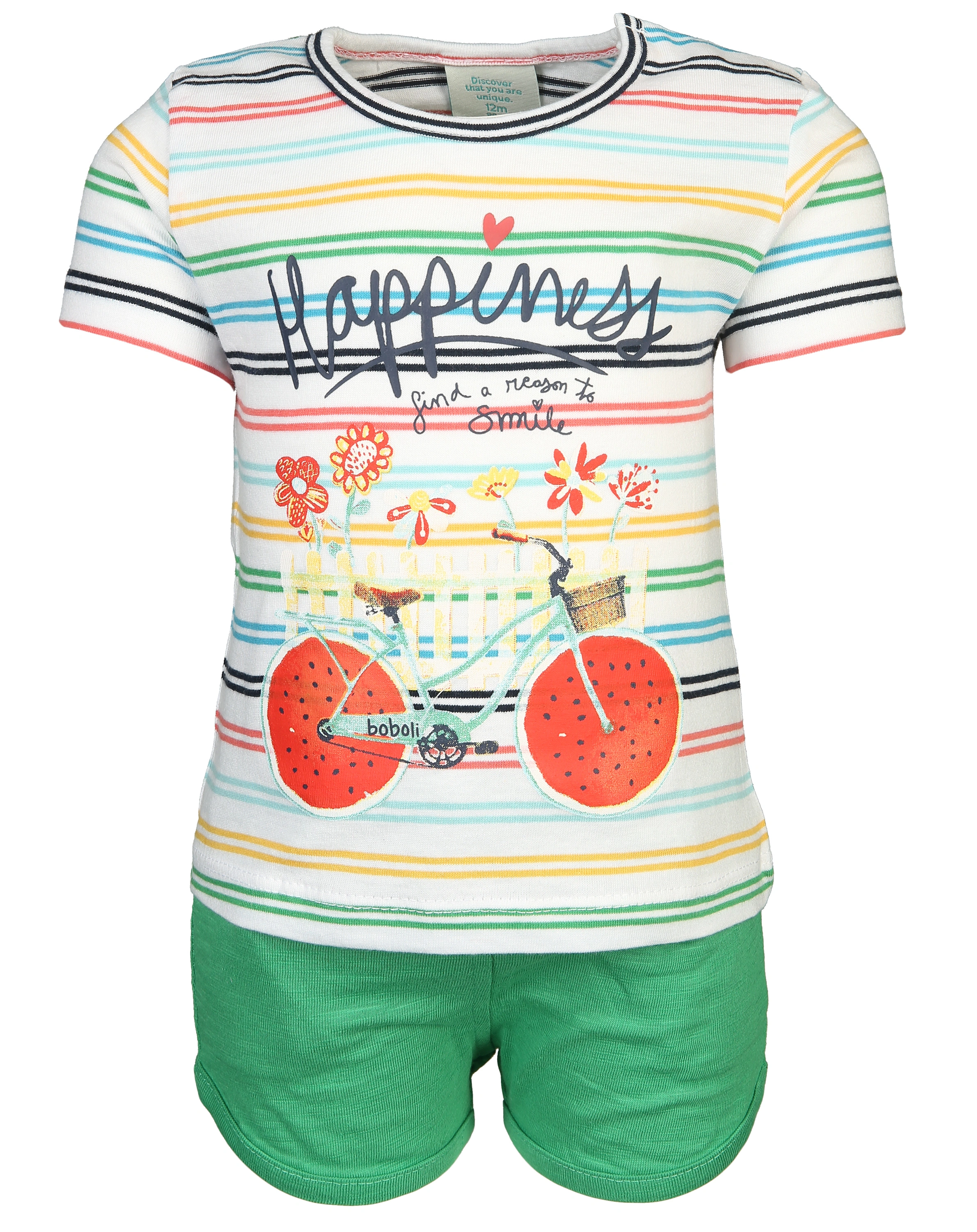 T-Shirt HAPPINESS mit Shorts in grün