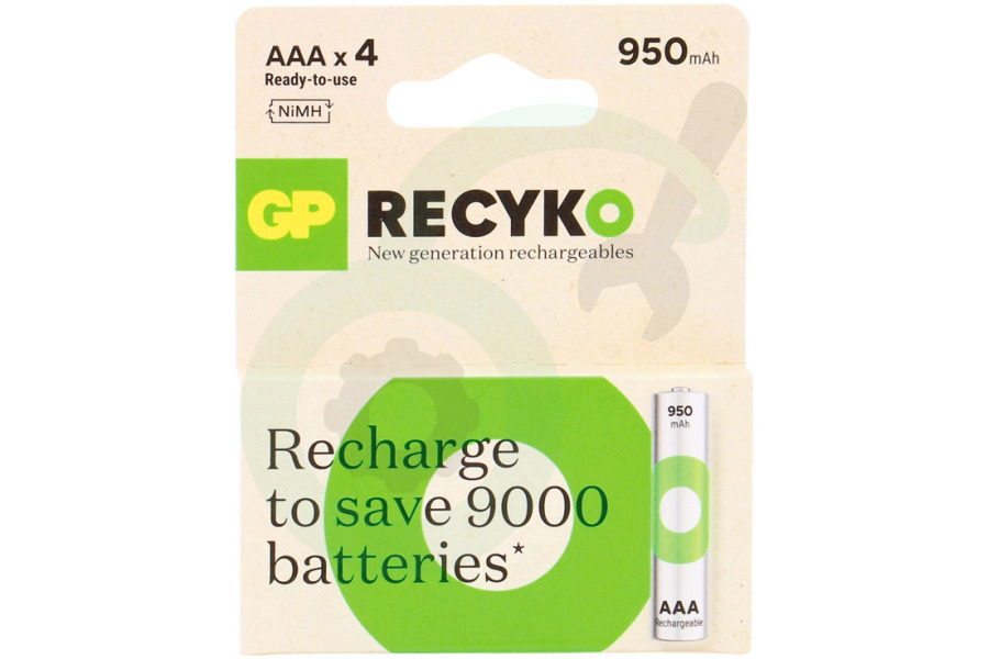 GP Recyko Batteries OPLAADBAAR AAA NiMH 950mAh