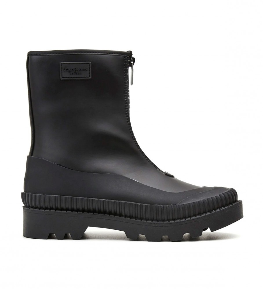 Botas de cano curto pretas com zíper de borracha Pepe Jeans