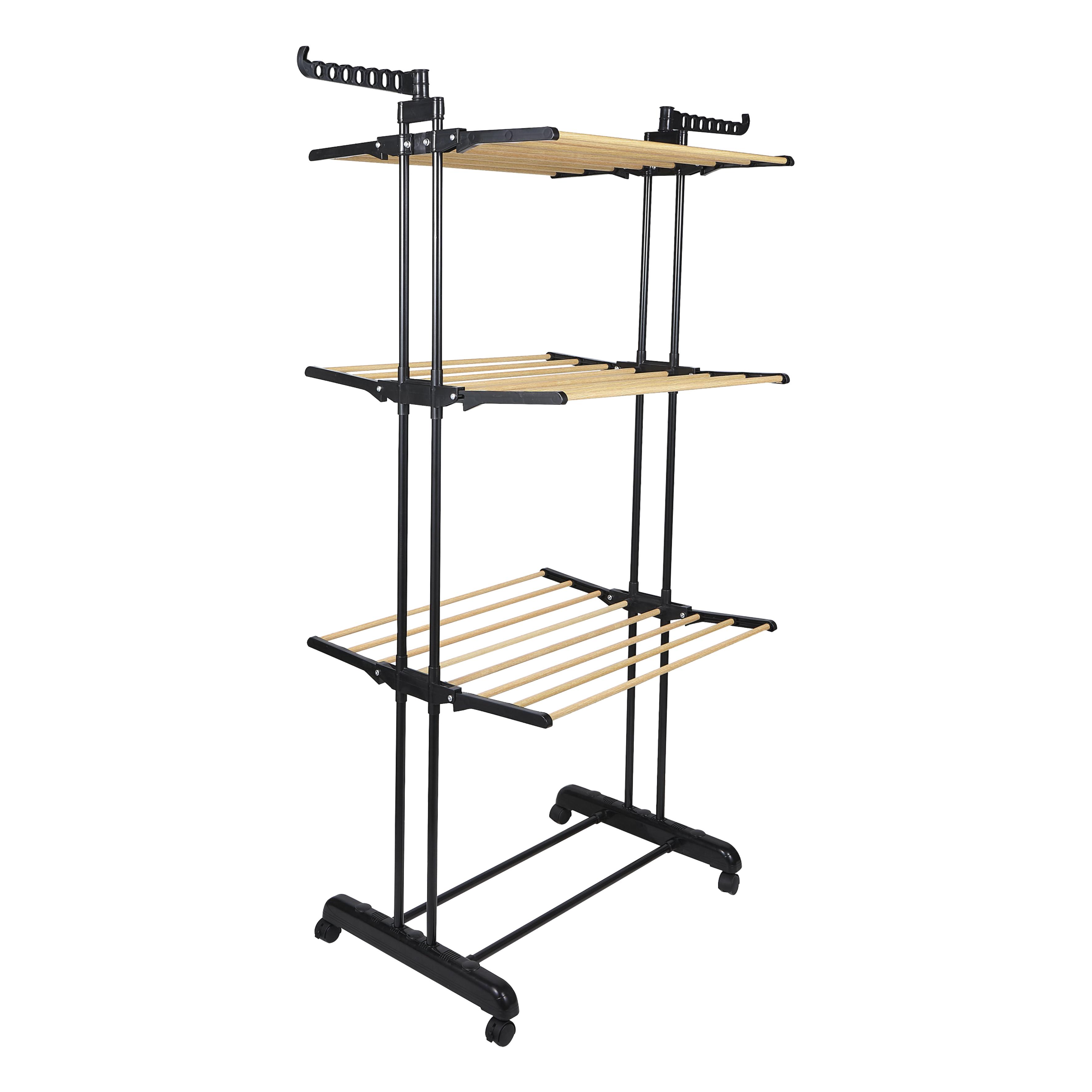 ETENDOIR EFFET BOIS 3 ETAGES 73X64X173CM