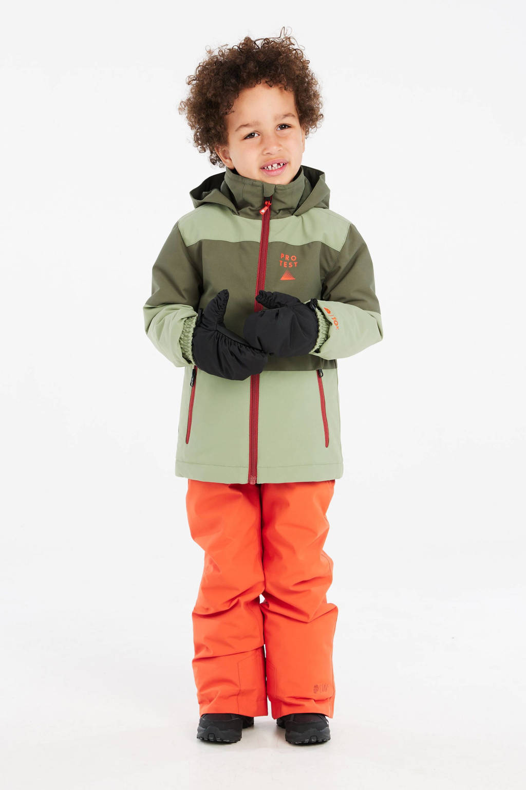 Protest ski-jack Patrice groen/kaki/rood