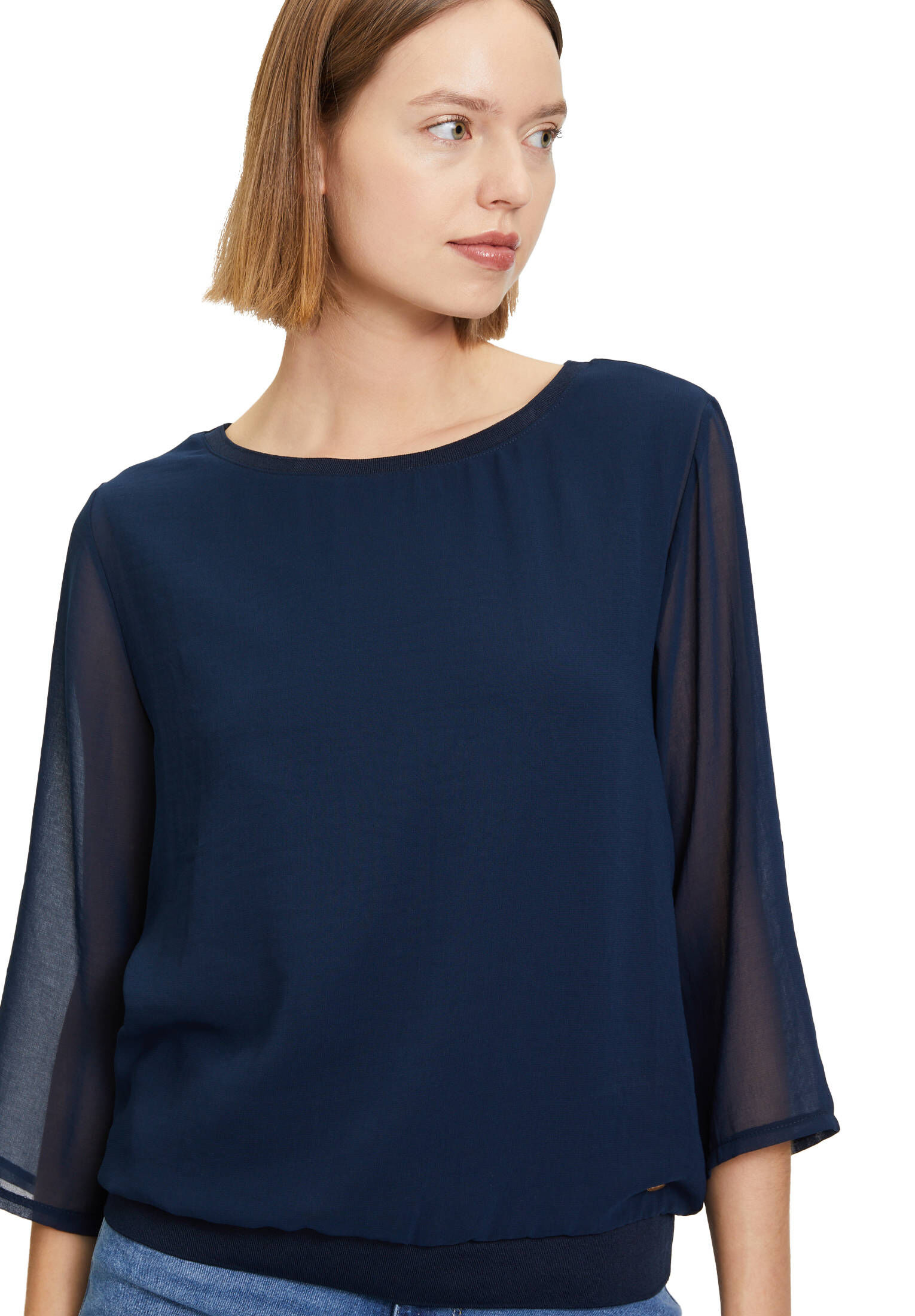 Betty & Co| Damen Blusenshirt mit Webbesatz