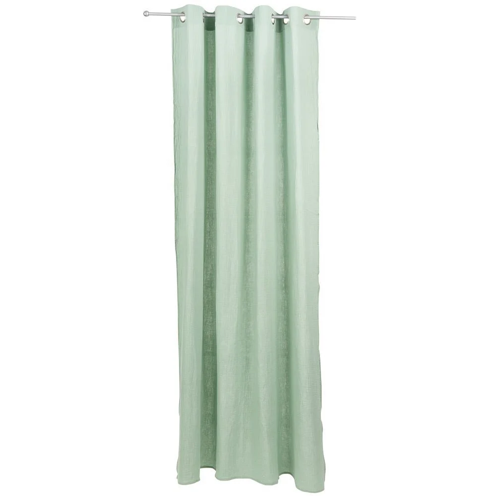 Rideau à oeillets gaze de coton vert uni 135xL240cm