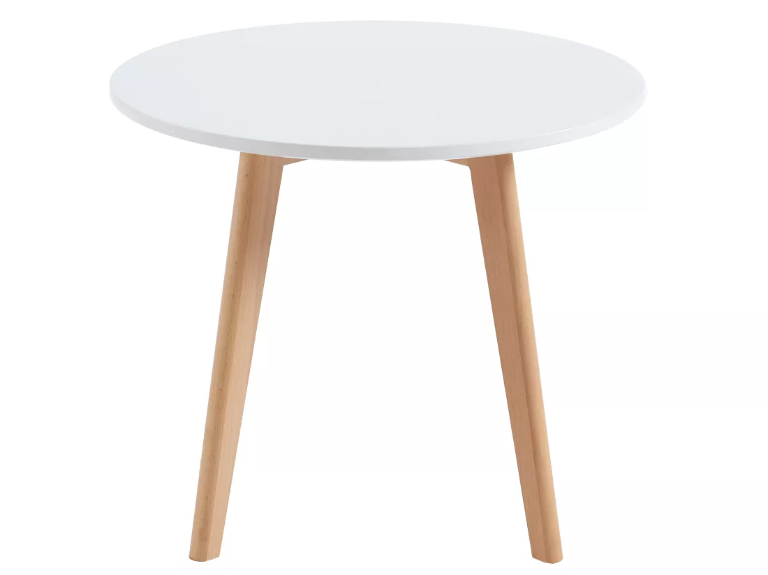 Table enfant en MDF et hêtre - Blanc et naturel - LOULOUNE