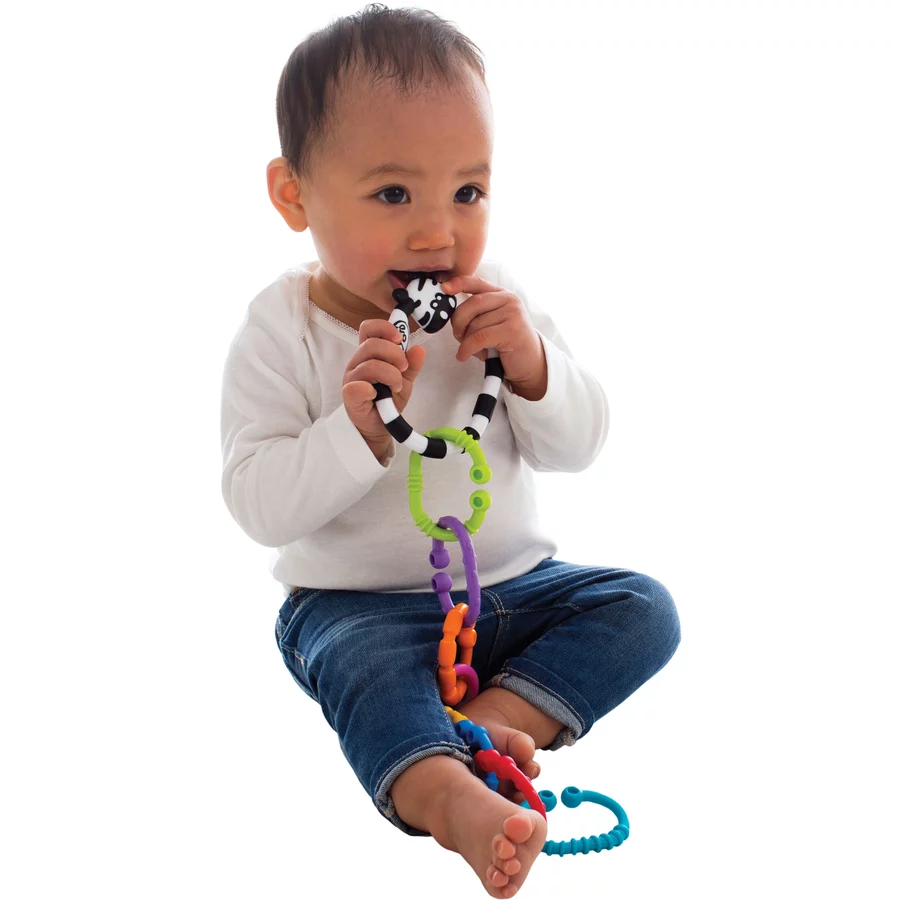 playgro Beißring-Rasselkette Zebra 9-tlg.