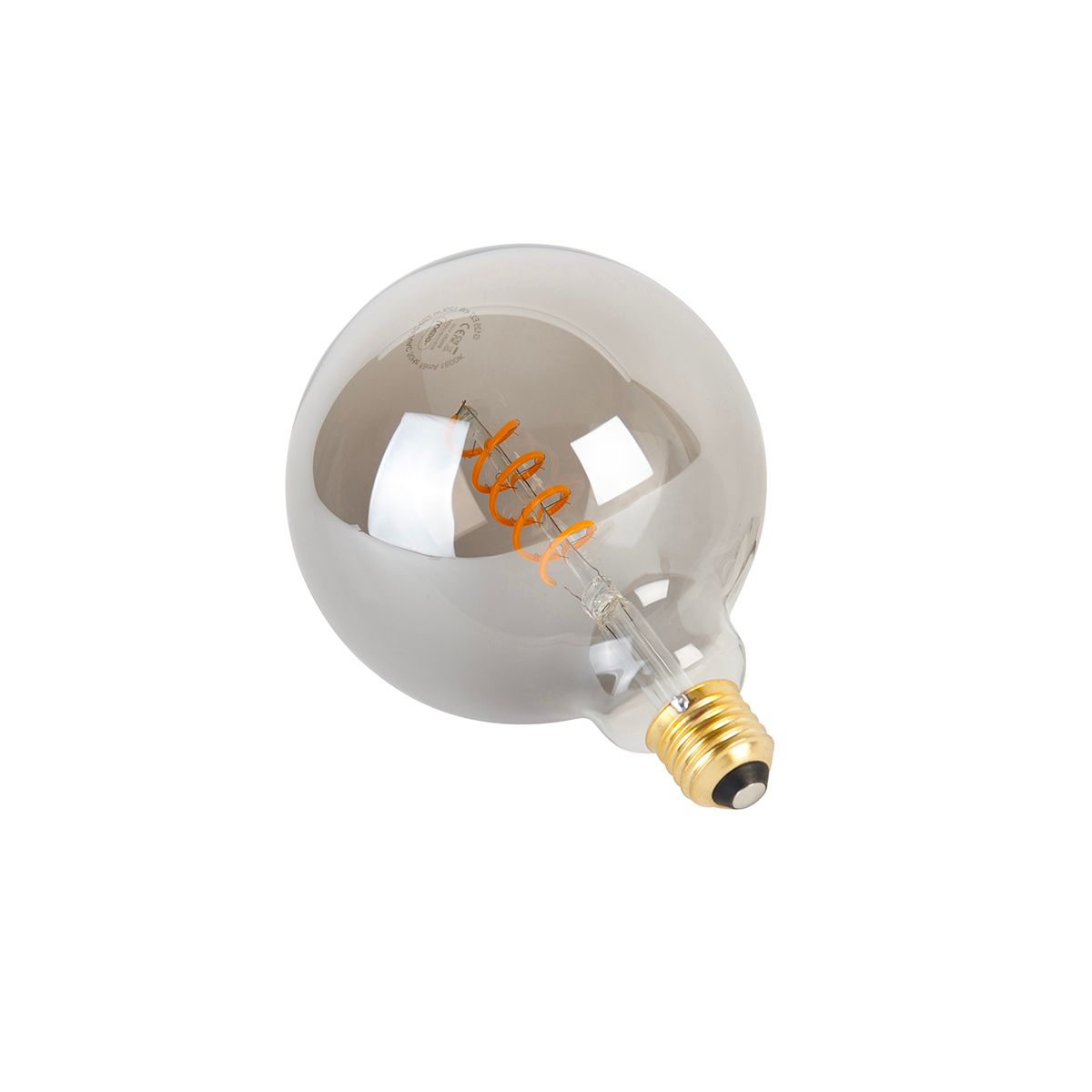 Set van 5 E27 dimbare LED gedraaid filament lamp G125 smoke 4W 120 lm 1800K