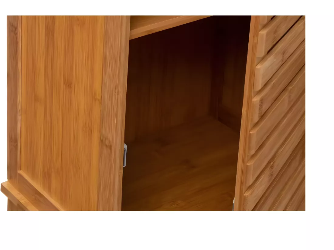 Colonne SDB de 2 portes en bambou naturel - Dim : L.34 x P.24 x H.170 cm