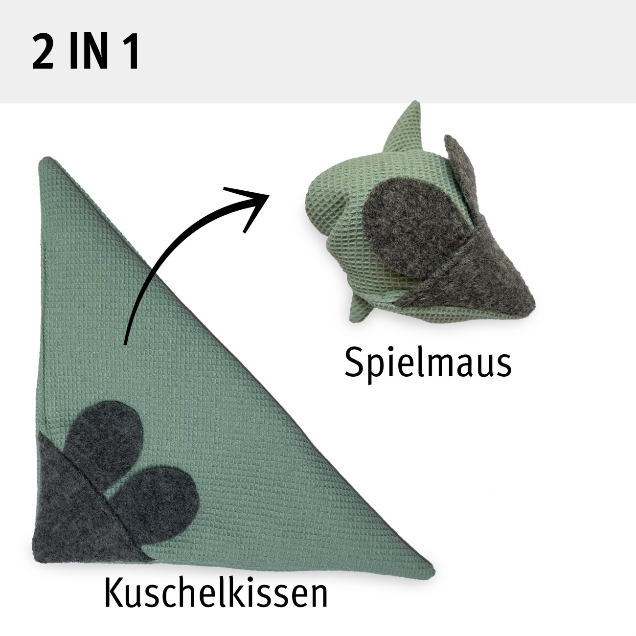 Kater Kasimir Mausbert - Die 2-in-1 Spielmaus für Katzen, handgemacht aus BIO-Baumwolle und Matatabi-Füllung