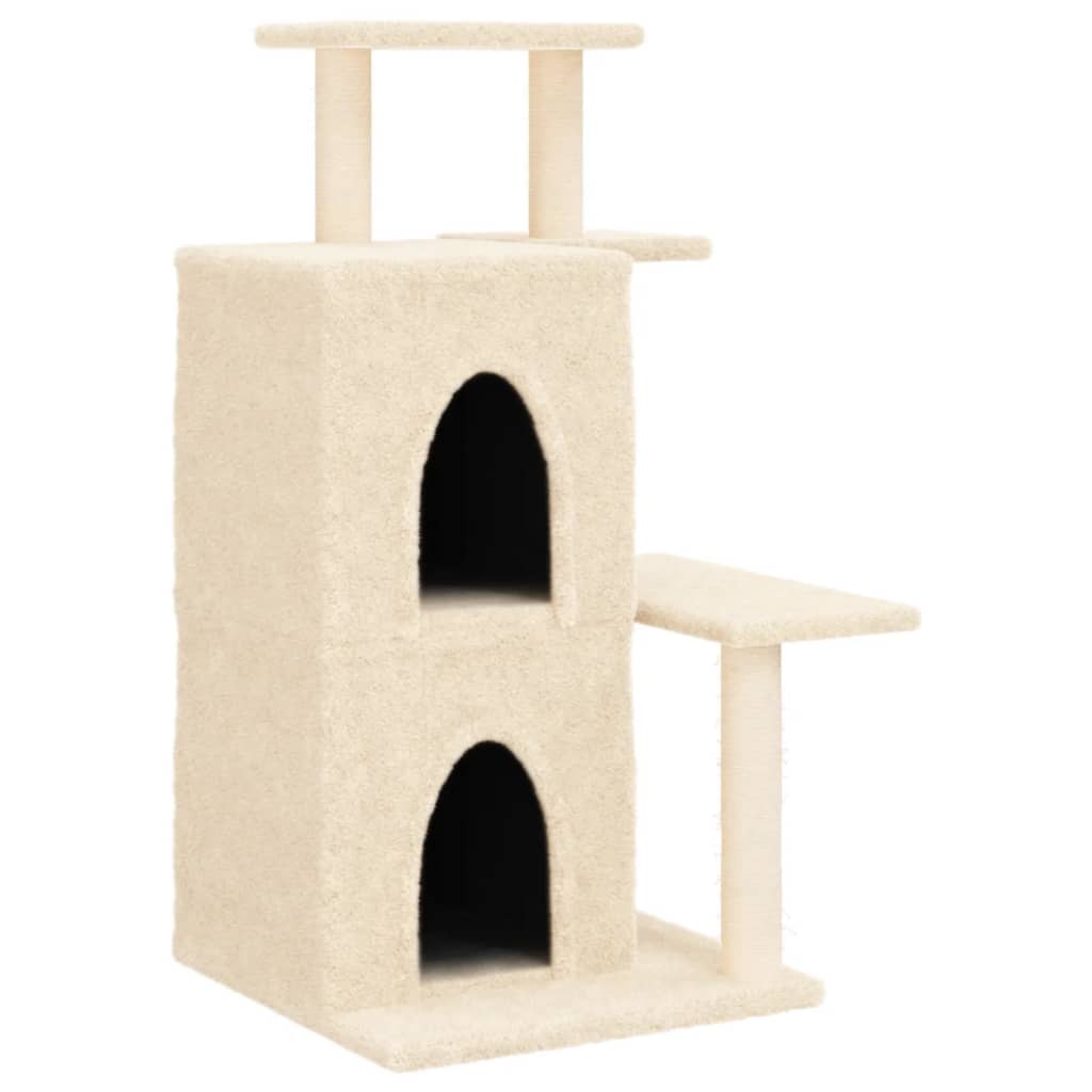 Arranhador para gatos vidaXL com postes de sisal, cor creme, 97 cm