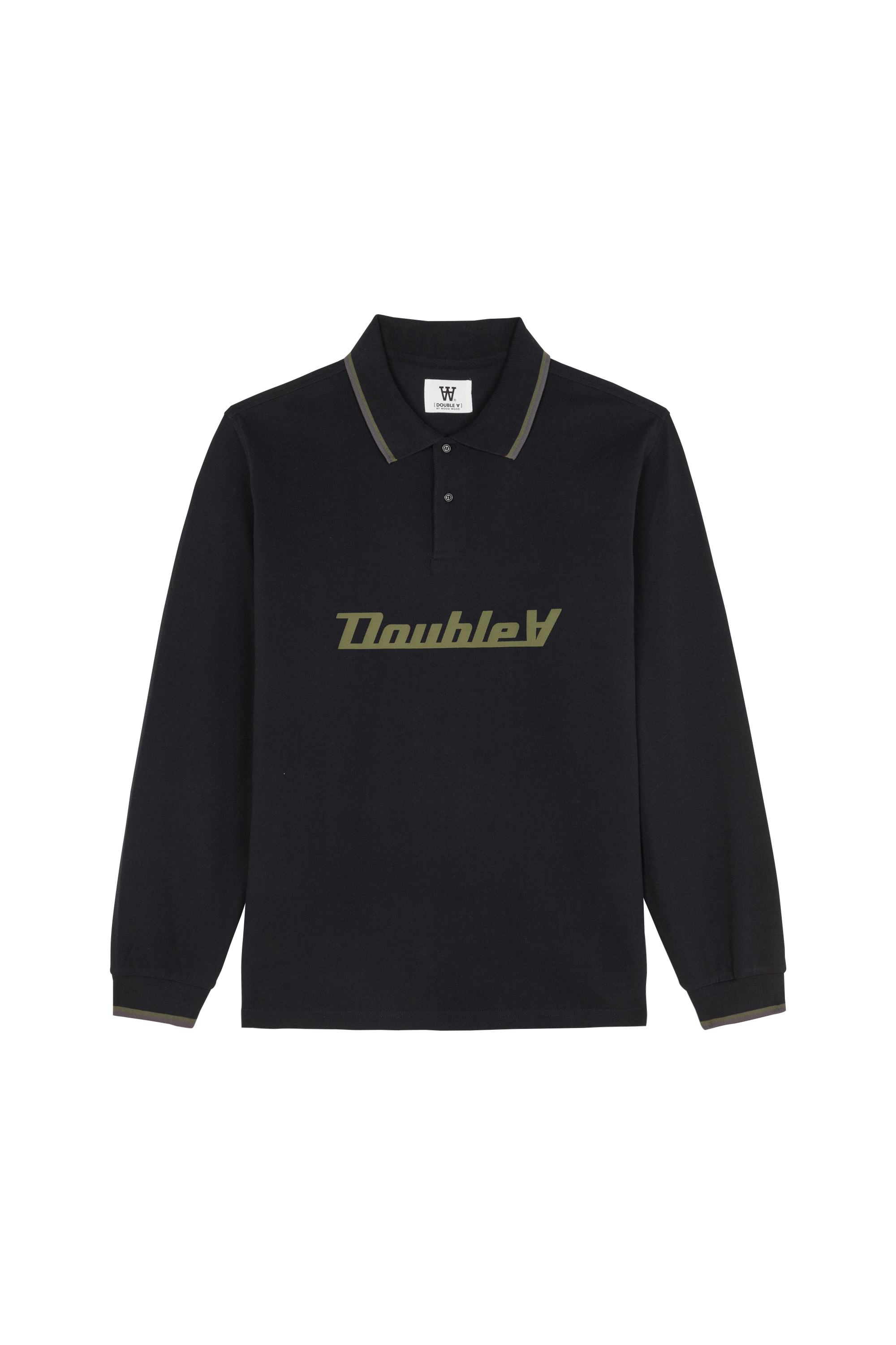 WOOD WOOD Polo Len Baseline LS Polo GOTS Noir