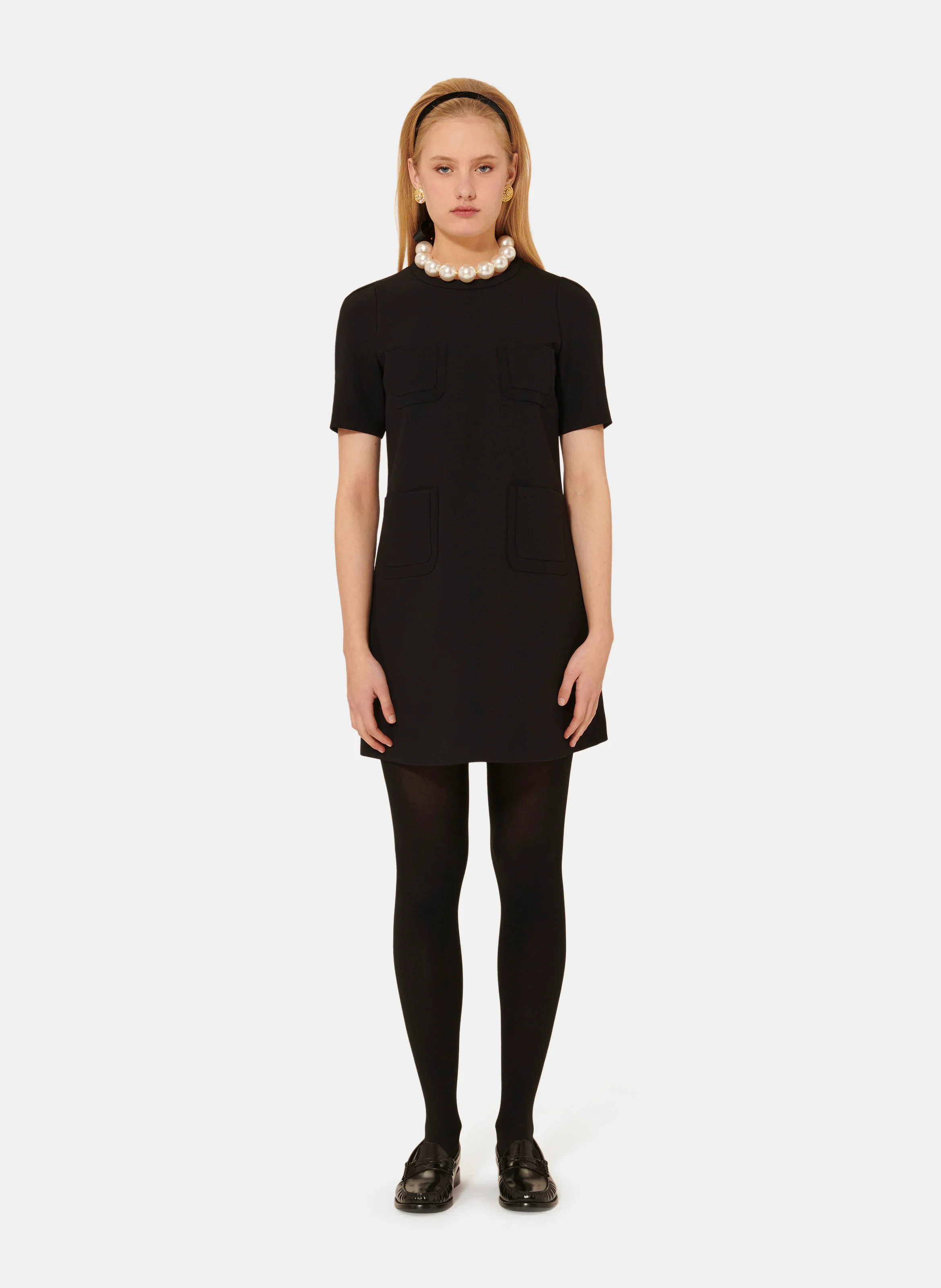 RENATA - Robe courte col rond | Noir