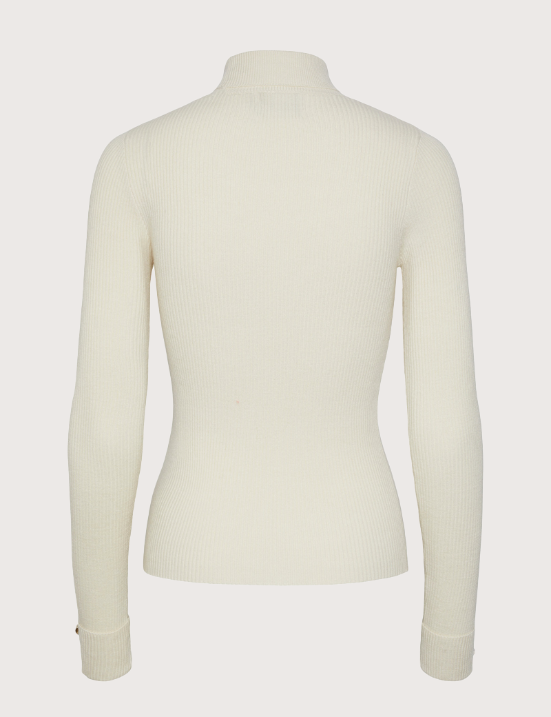 PIECES PULL COL ROULÉ BEIGE BOUTONS MANCHES