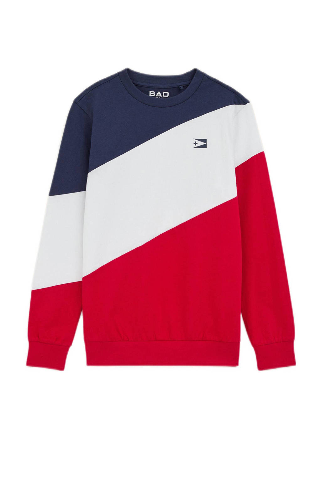 WE Fashion sweater donkerblauw/wit/rood