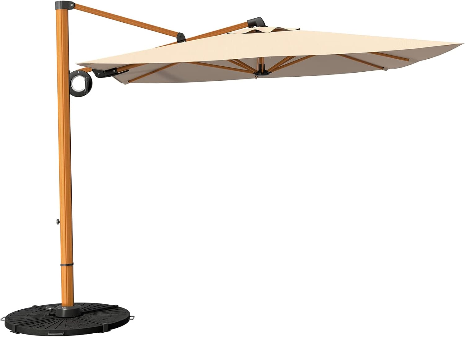 Grand patio Sonnenschirm Sonnenschutz Balkon, Ampelschirm 300 cm mit Kurbel, Windbeständig Sonnenschirme für Terrasse, Garten, Strand, UV-Schutz 50+ (Champagne, Rechteckig)