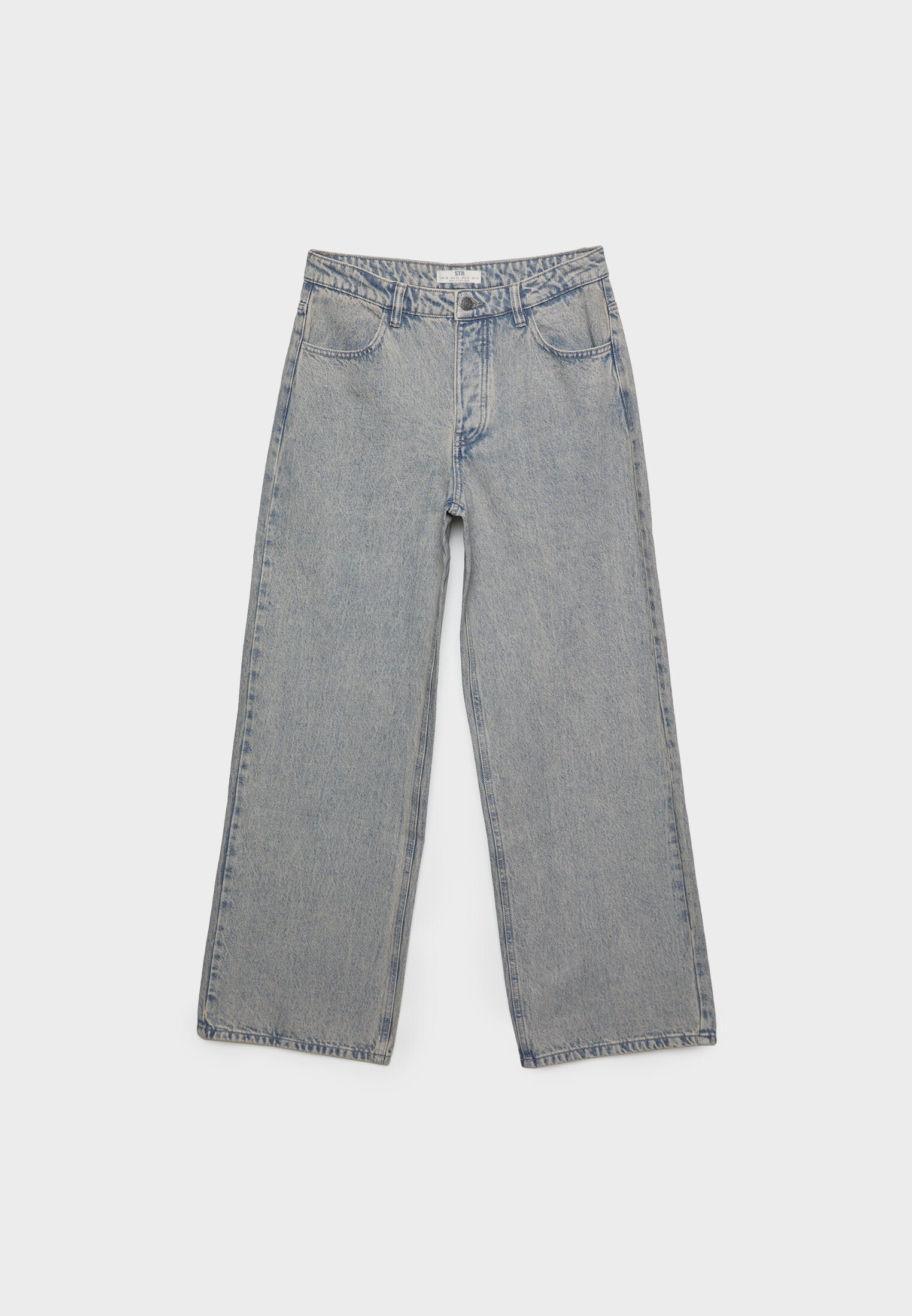 Calça jeans de cintura baixa e pernas largas