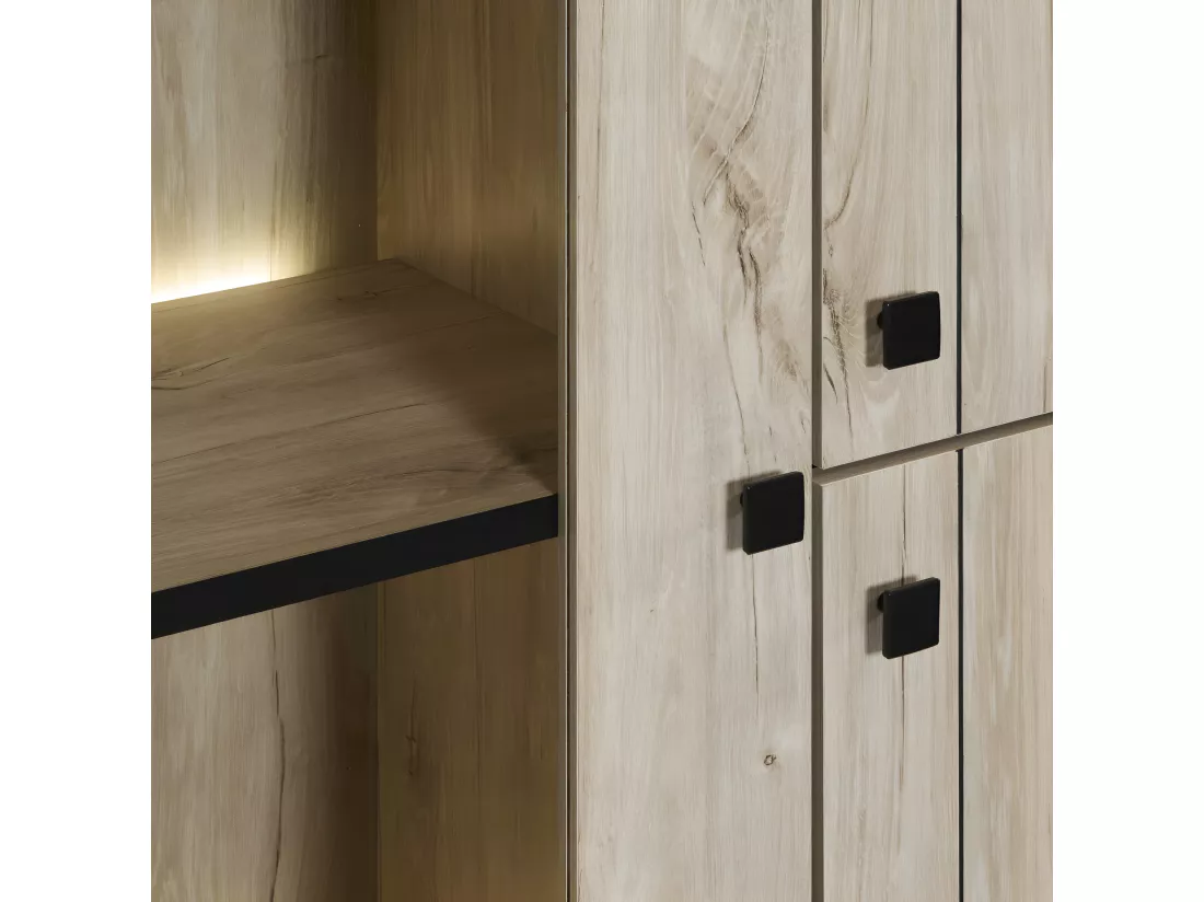 Vaisselier 3 portes à LED's Chêne délavé - GREENWOOD