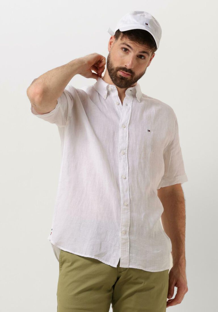 TOMMY HILFIGER witte tommy hilfiger casual overhemd pigment dyed linen rf shirt s/s