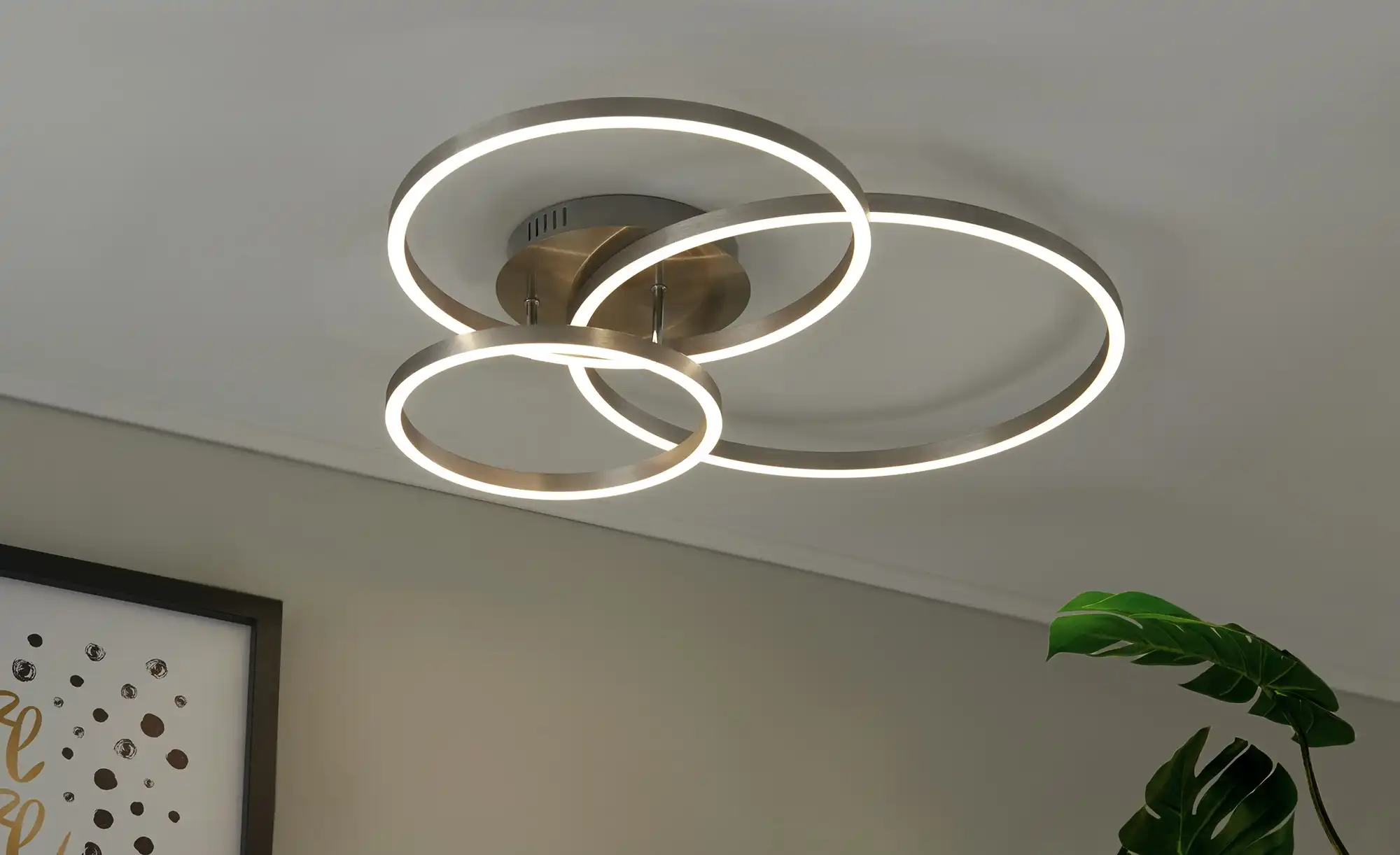 Trio LED Deckenleuchte, Nickel 3 Ringe