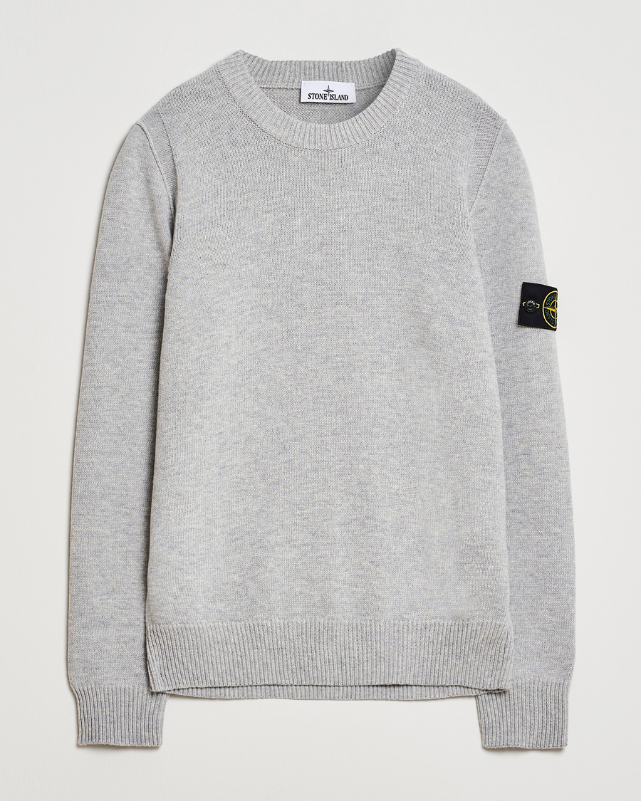 Stone Island Knitted Lambswool Crew Neck Grey Melange
