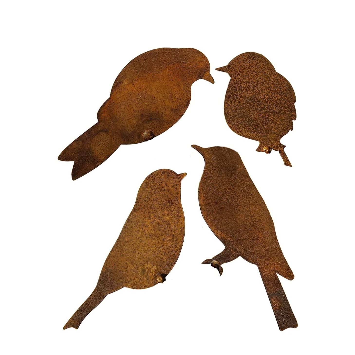(4er Set) Metall Rost Vögel Baum Dekoration Garten Accessoire