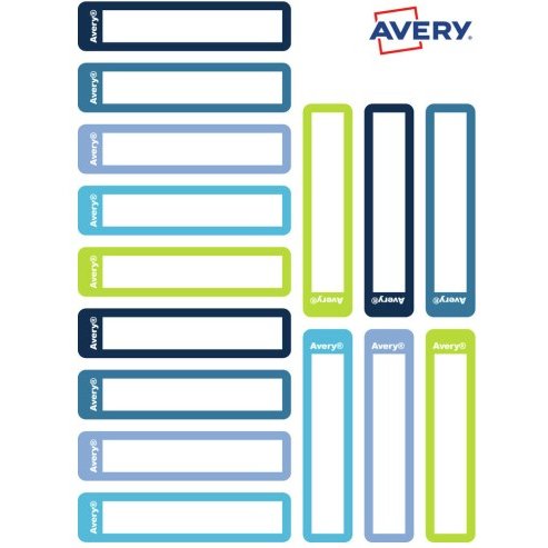 Étiquette stylos avery ultra résistante pour identifier matériel scolaire coloris bleu sachet 30 unités