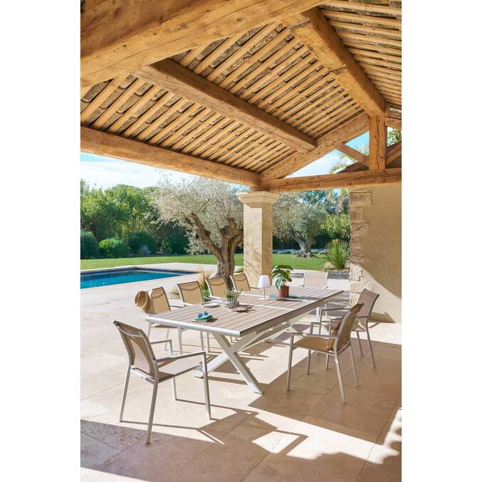 Fauteuil de jardin empilable ESSENTIA Lin / Blanc