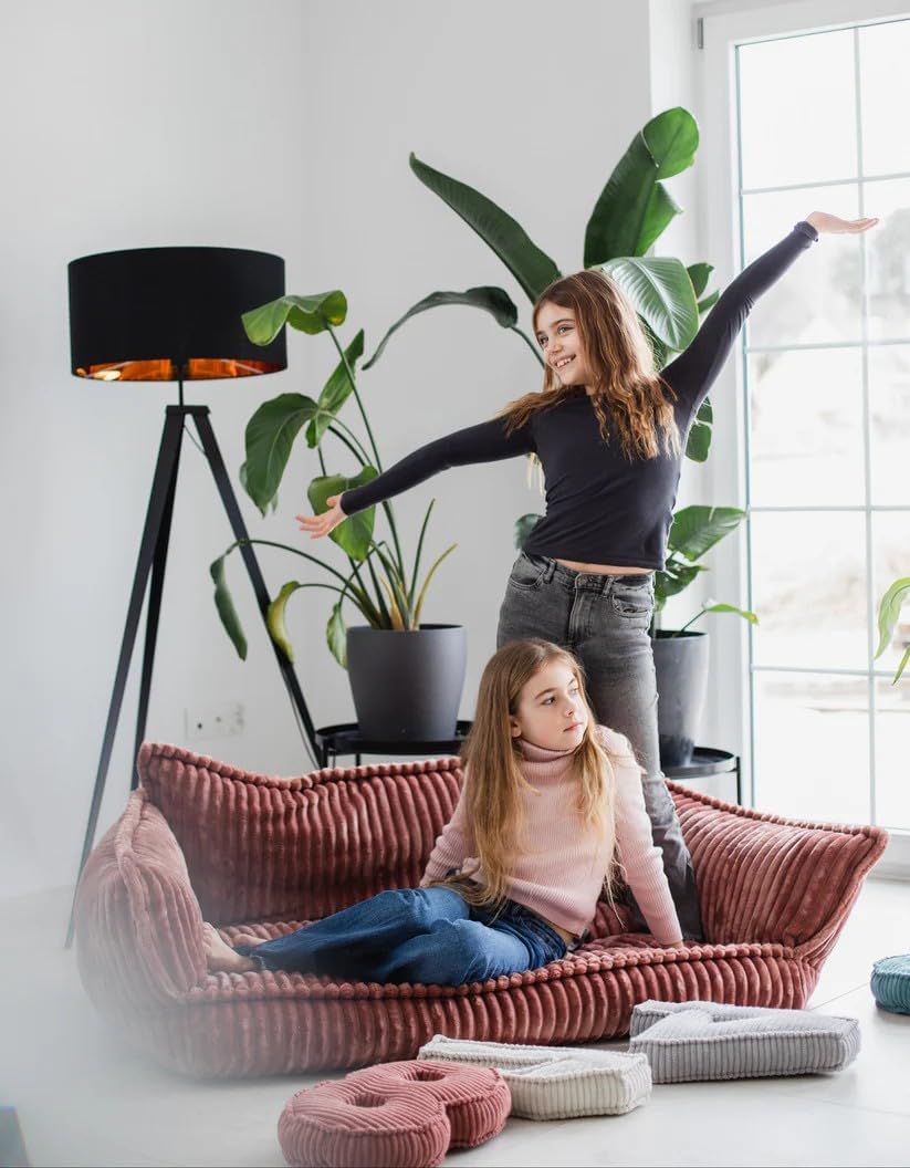 chilly pilley® Kinder Sofa aus weichem Cord – Bequeme Kindercouch mit abnehmbaren, waschbaren Bezügen – Erhältlich in vielen Farben, ideal zum Spielen, Lesen und Entspannen (Rosa)