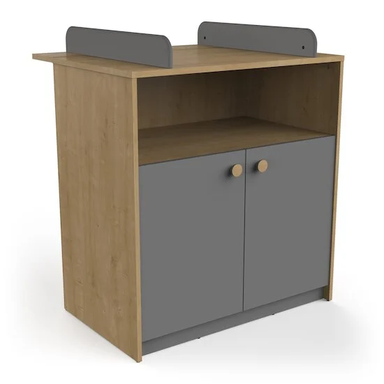 Gabin Commode à langer 2 portes   Chêne hamilton / Gris graphite        de               CBA Meubles