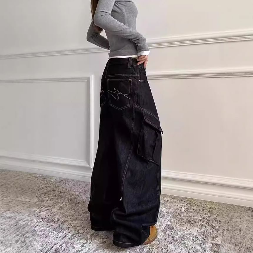 Jerolenea - Lage taille gewassen wijde cargojeans