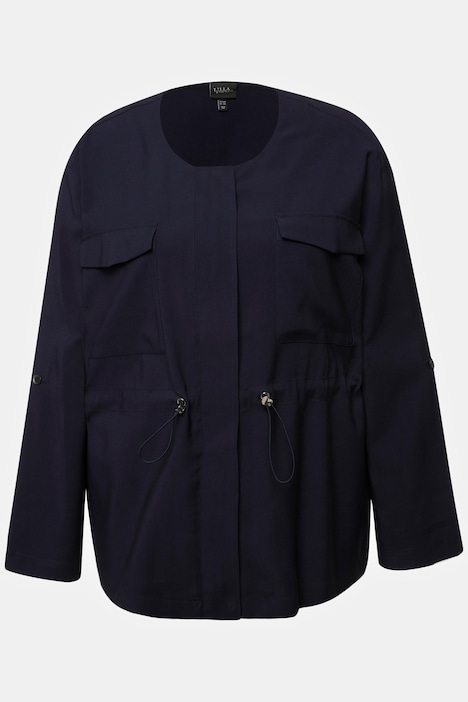 Jacke, Tunnelzug, Rundhals, 3/4-Arm