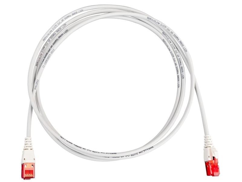 R&M Patchkabel thinLine Cat 6A, U/UTP, 2 m, Grau Thin-Line Rangierkabel RJ45/u zu RJ45/u mit LSZH Mantel