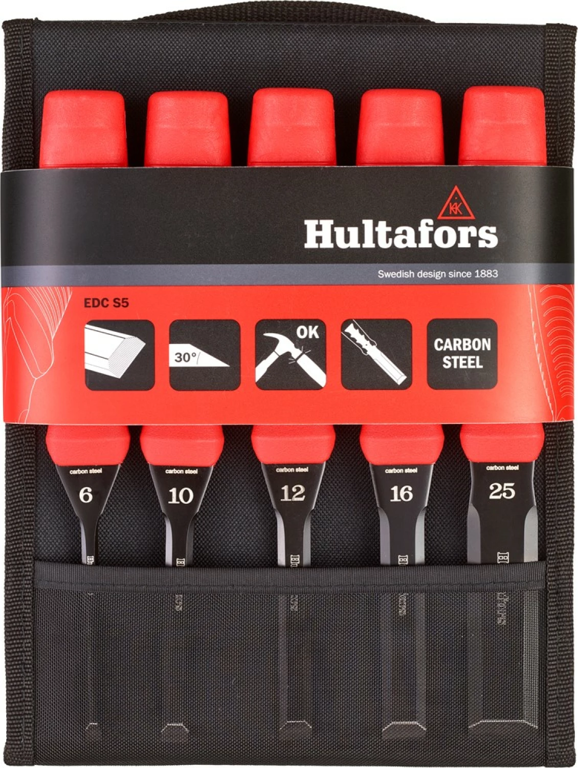 Hultafors Beitelset EDC in etui - 6/10/12/16/25 mm