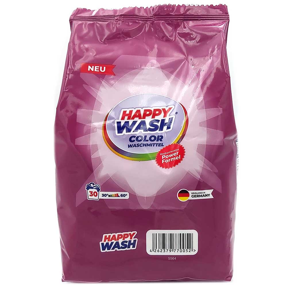 Vollwaschmittel Color 30 Wäschen von Happy Wash 2,025 kg