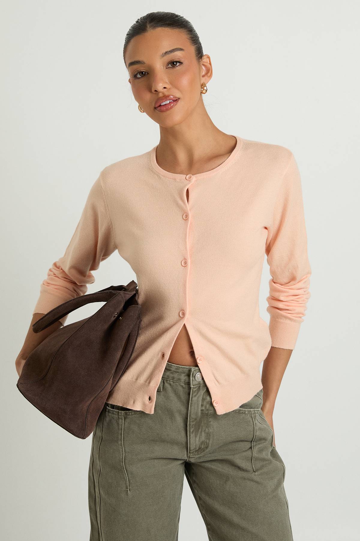 boohoo Cardigan Tricoté Léger Ultra Doux à Col Rond