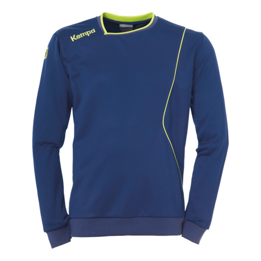 Camisa de treino Curve Kempa azul escuro/amarelo fluorescente
