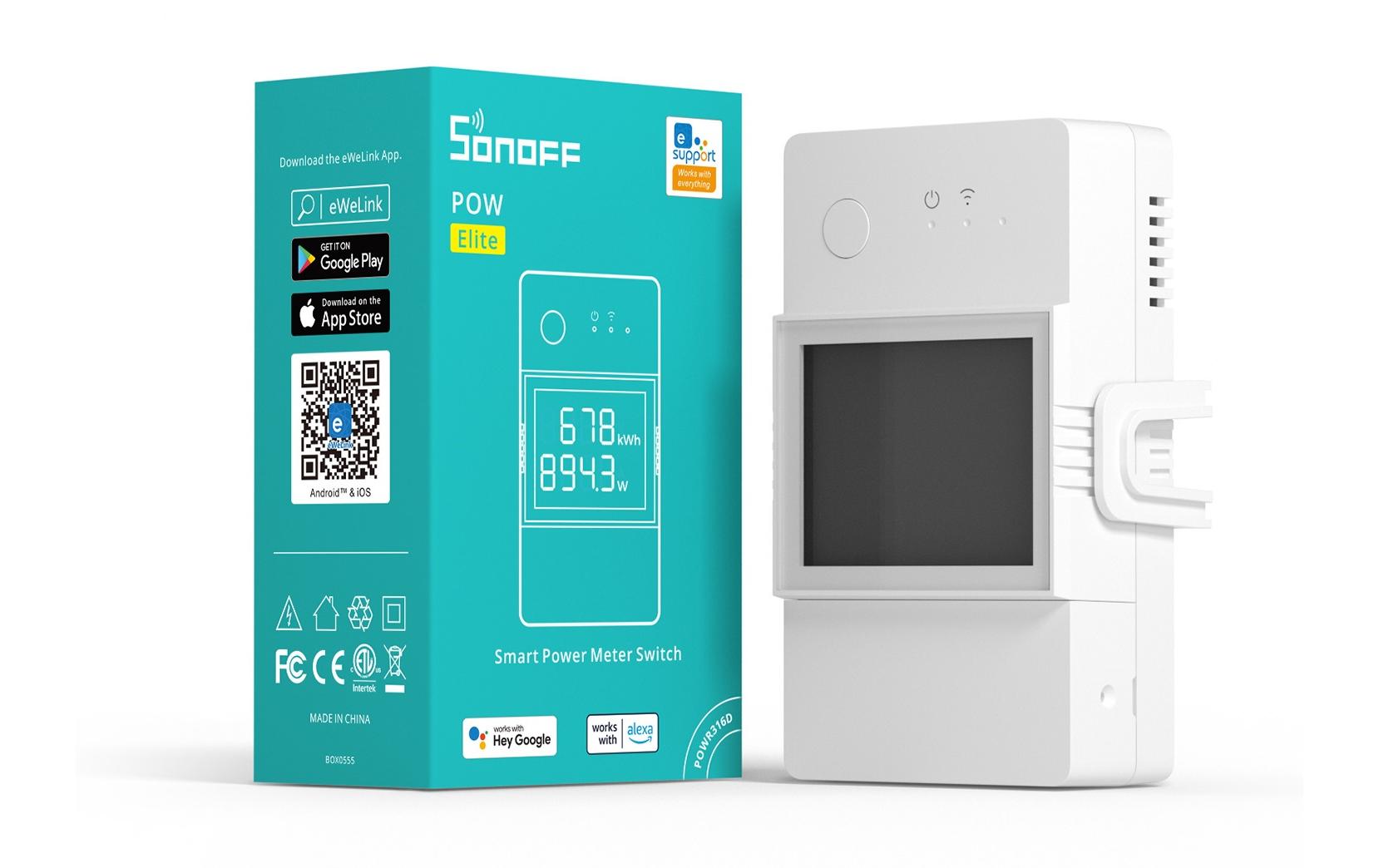 WLAN-Schaltaktor Power Meter POWR316D, 230 V, 16AIntelligentes Power Meter Modul mit Display