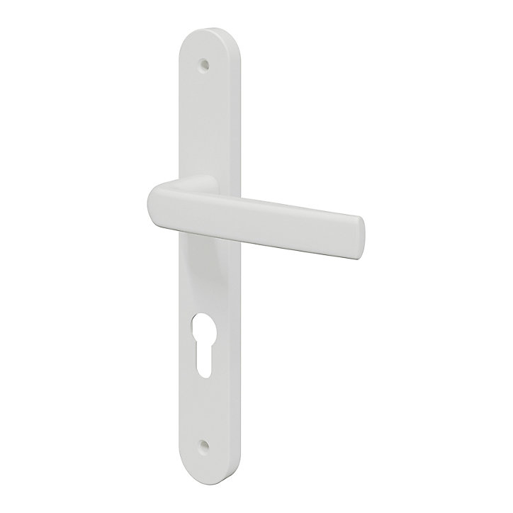 Ensemble poignée sur plaque Incurvé GoodHome Primel mat blanc L.126mm x l.33mm entraxe 195mm