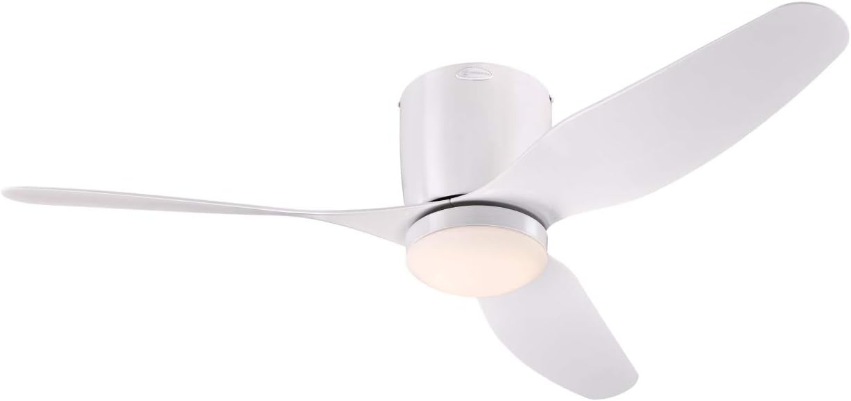117 cm Deckenventilator Carla von Westinghouse Lighting mit Beleuchtung und Fernbedienung, Ausführung in Weiß, inkl. dimmbare LED-Leuchte mit Opalmilchglas