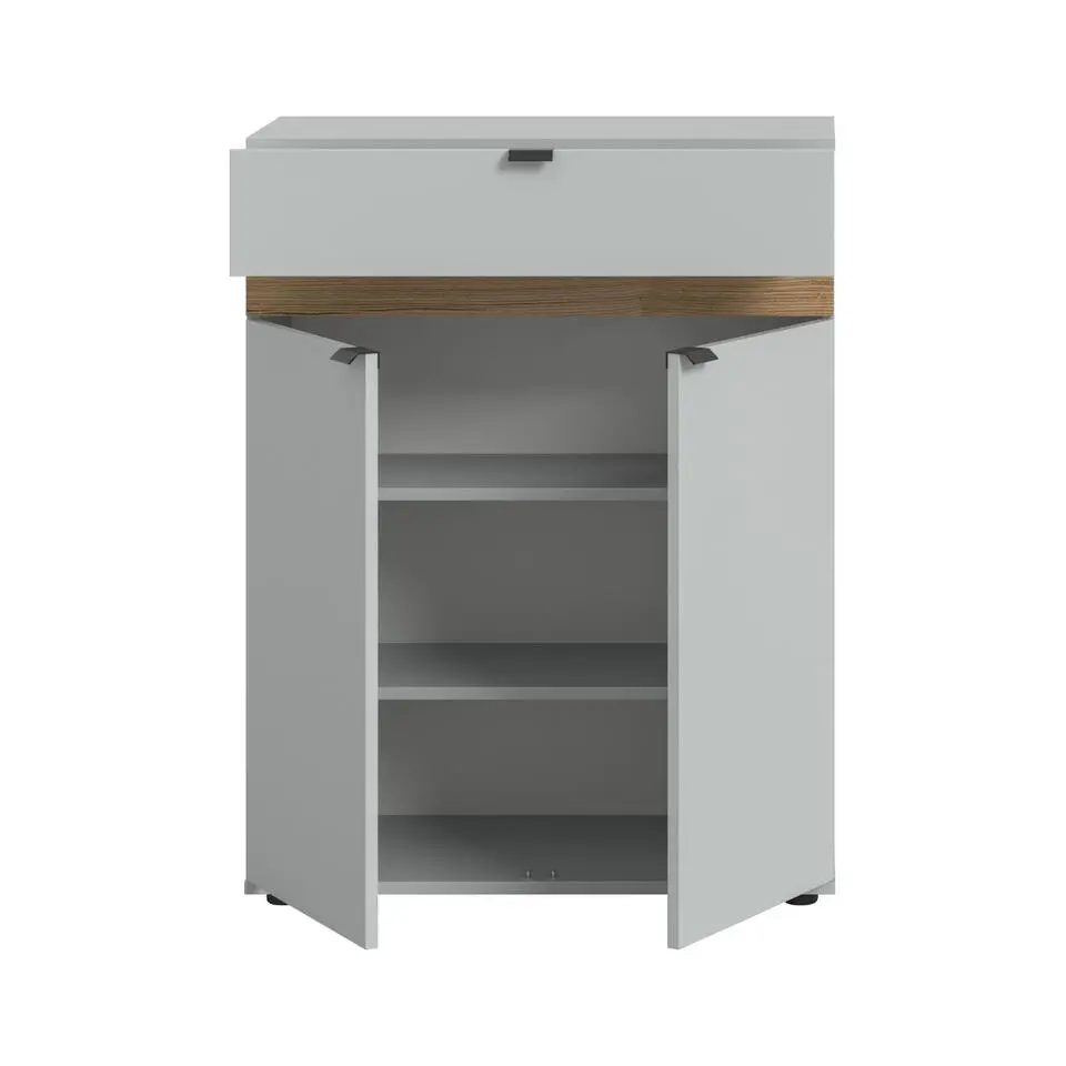 Hioshop Naro schoenenkast 2 deuren- 1 lade grijs