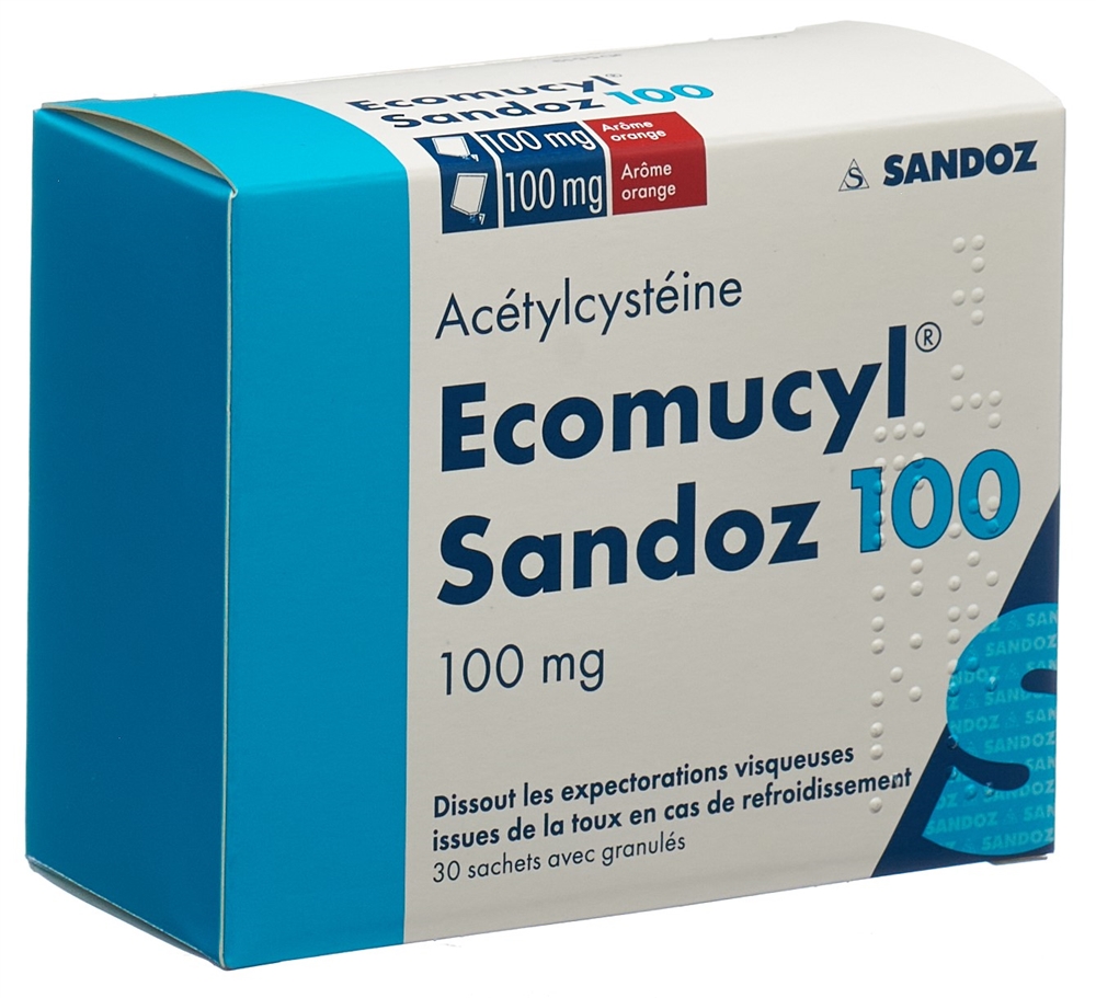 ECOMUCYL Sandoz 100 mg<br>30 Stück, Beutel, Granulat zur Herstellung einer Lösung zum Einnehmen
