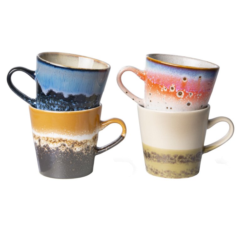 HKliving 70's Ceramic americano mok set van 4 pegasus