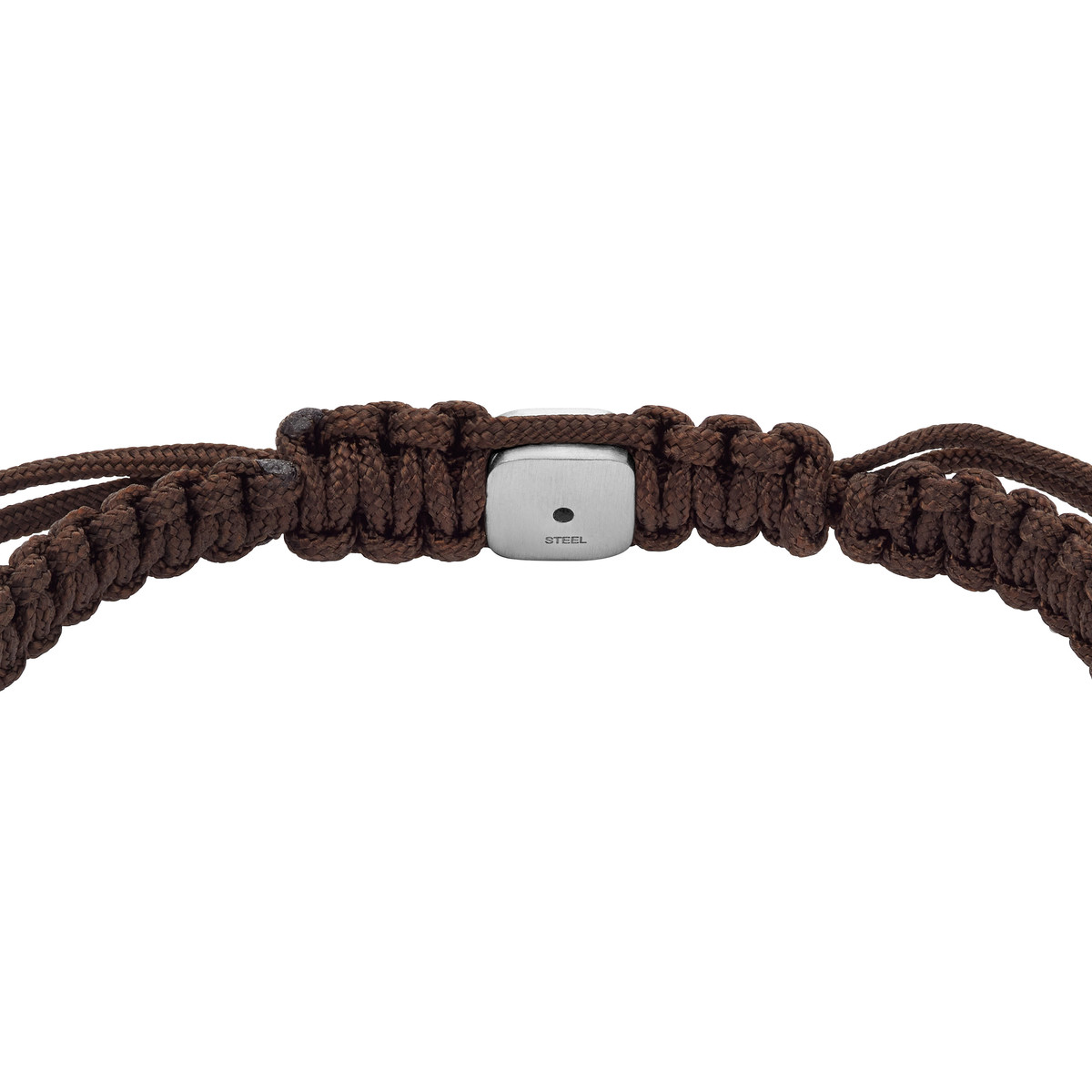 Bracelet FOSSIL acier cordon brun et sodalites